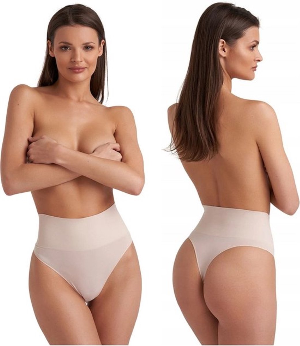 GATTA - Dames String - Hoge Taille - Maat L - Naadloos Ondergoed - Slipje - Beige (1 stuks)