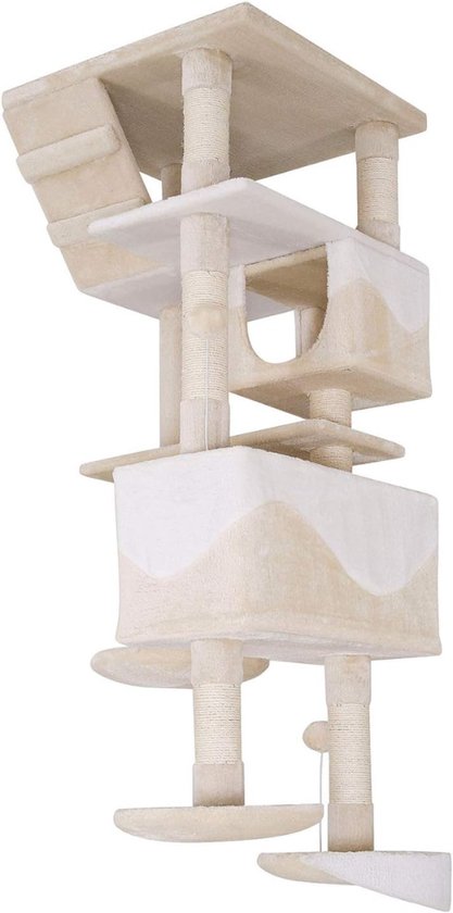 Dehner Lovely krabpaal voor katten, ca. 80 x 45 x 45 cm, echte boomstam, hout/pluche/sisal, bruin/wit : Dehner