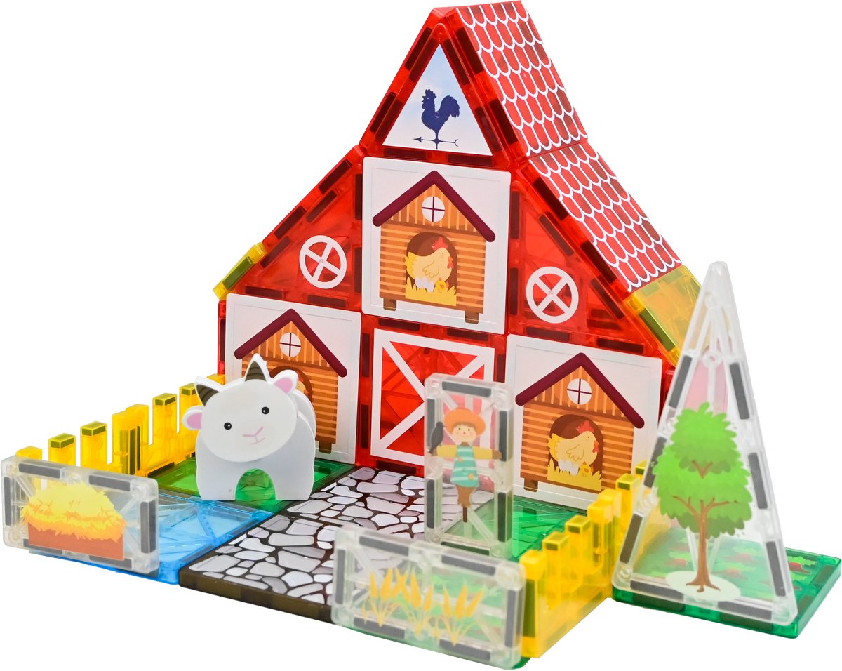 Magna Minds - Magnetic Tiles - Magnetisch Speelgoed - Boerderij - Constructie speelgoed - Magnetische tegels - Montessori speelgoed - Magnetic toys - Magnetische bouwstenen - Speelgoed Kinderen — afbeelding 7