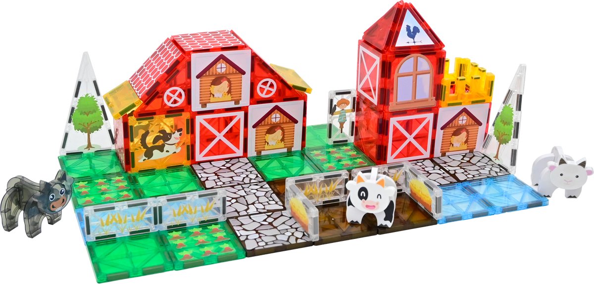 Magna Minds - Magnetic Tiles - Magnetisch Speelgoed - Boerderij - Constructie speelgoed - Magnetische tegels - Montessori speelgoed - Magnetic toys - Magnetische bouwstenen - Speelgoed Kinderen — afbeelding 10