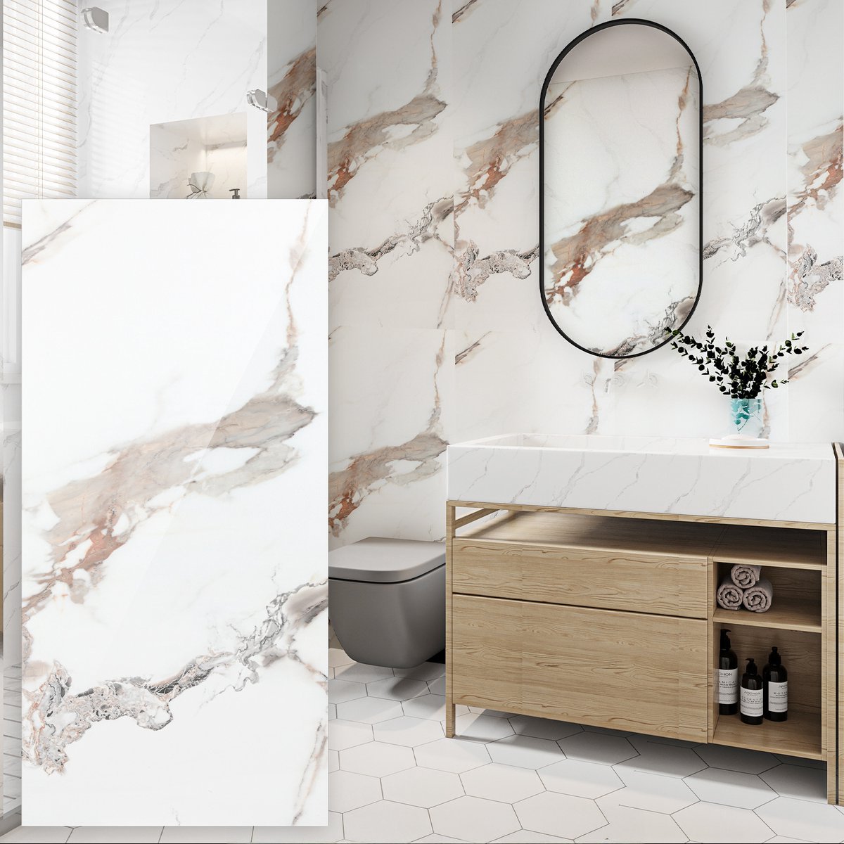 4 Stuks 60x120cm PVC wandpaneel - Marmer plaat - Badkamer paneel - Marmerlook - Renovatiep