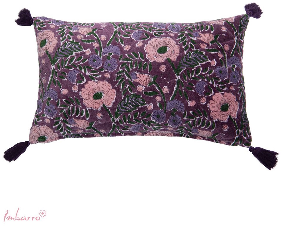 Imbarro Fashion & Home Kussen Eleana Purple 30 x 50 cm 100% Katoen Velvet