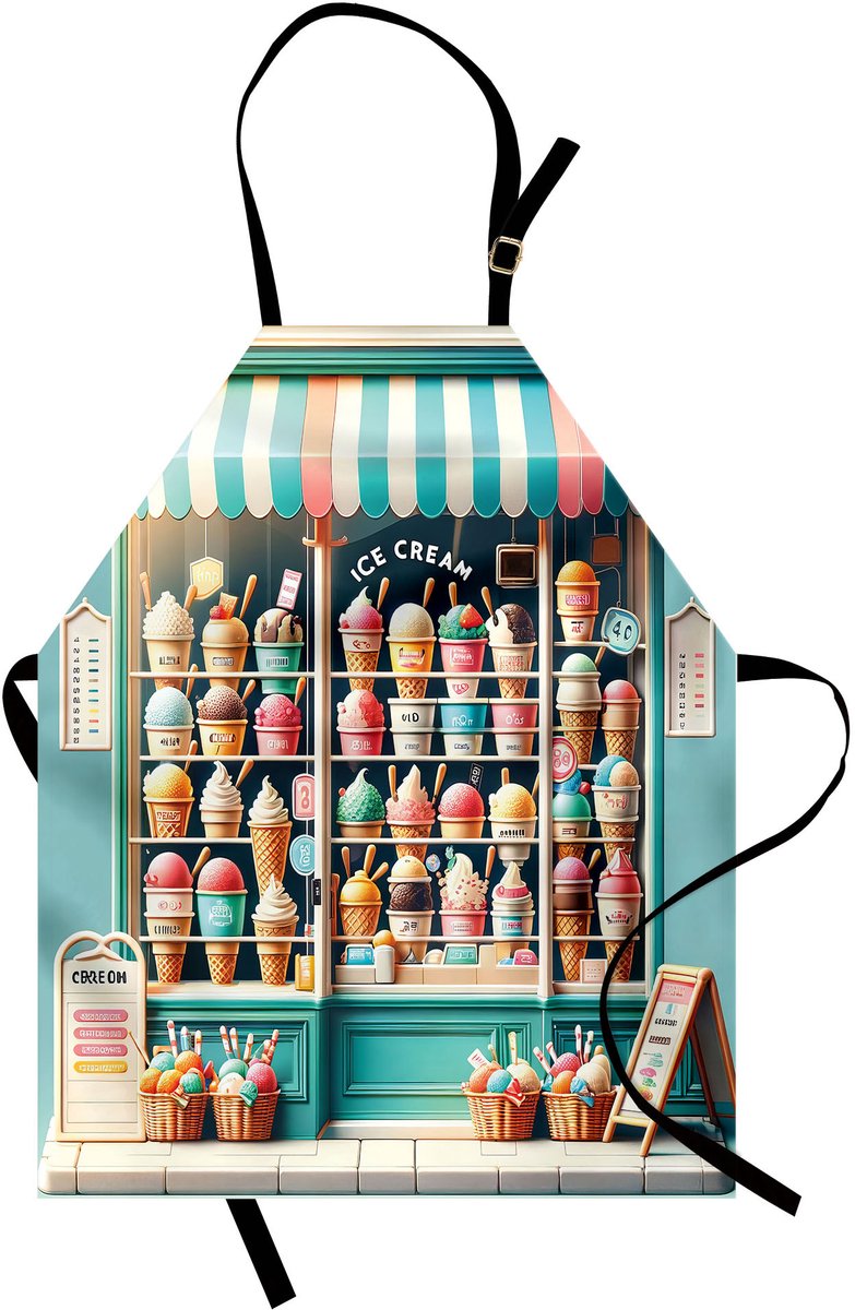 New Bed IJs Retro Dessertwinkel Pastel Waterdicht Schort voor Dagelijks en Professioneel Gebruik, 78x66cm