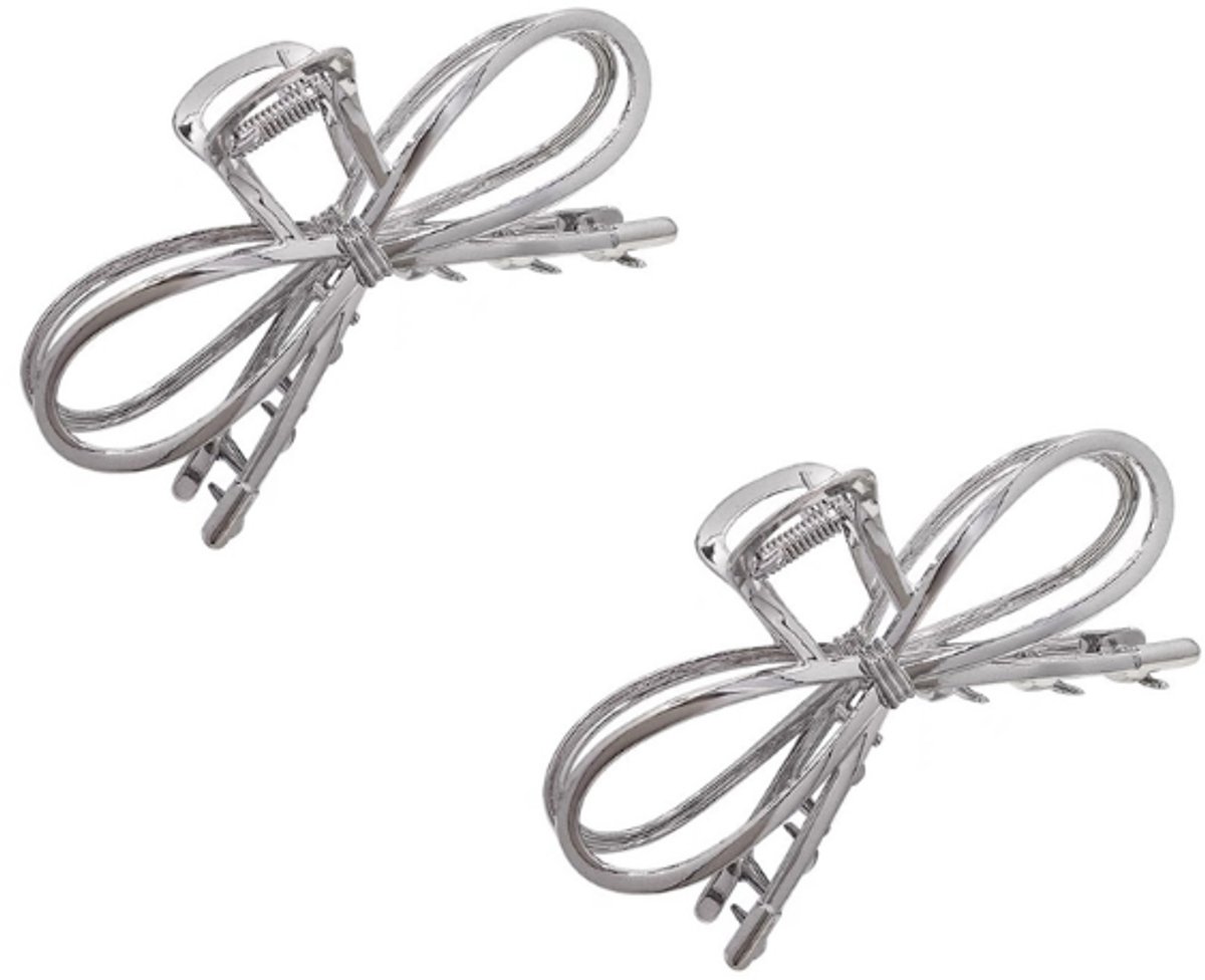 2 Stuks - Haarclip - haarklemmetjes - haarklemmen dames - zilver - Haarspeld - 10.5*3*5 cm - metaal