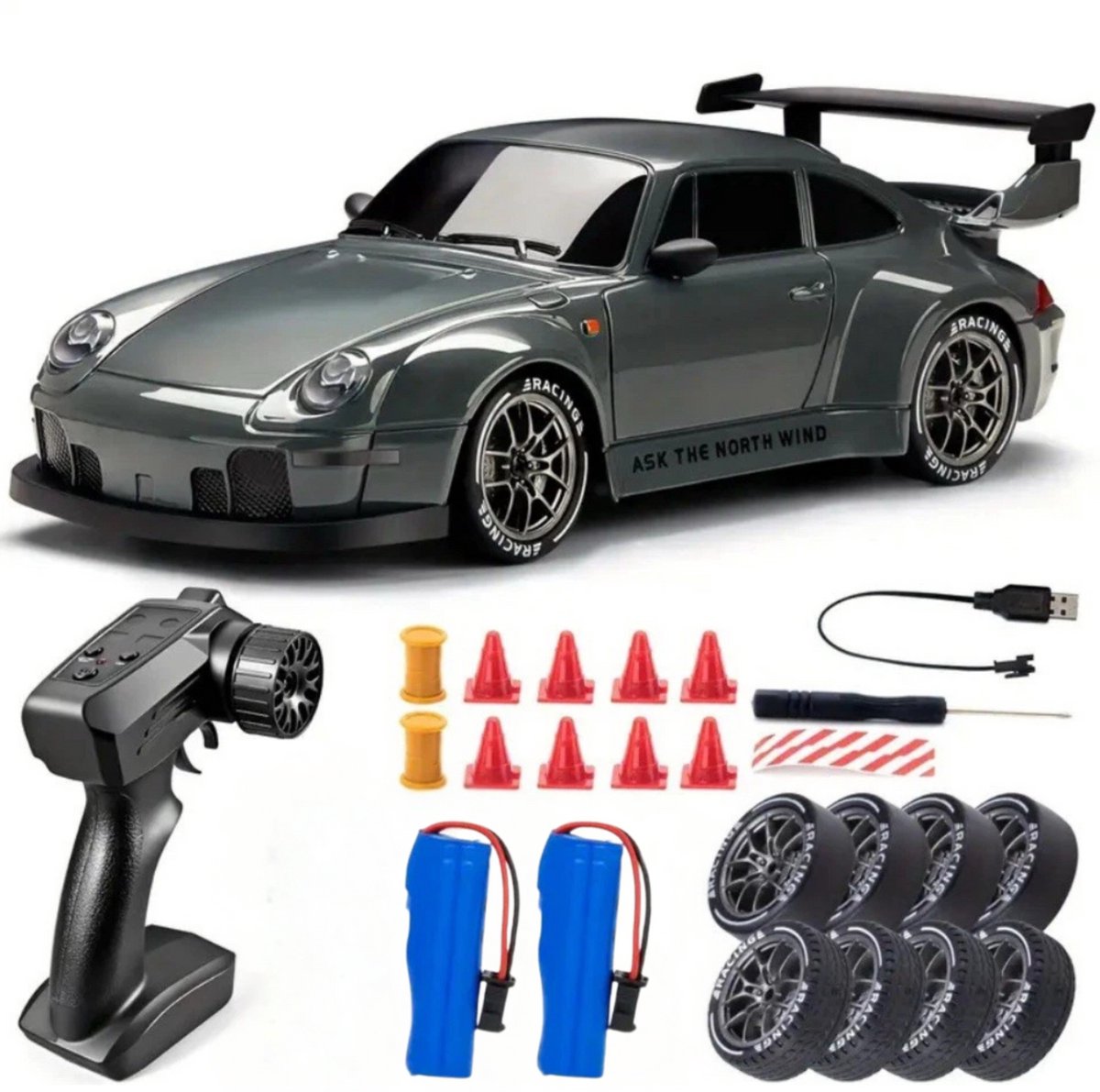 Jojoy - RC Auto Drift - RC Car - Bestuurbare Auto - Race Auto met LED und Accessoires - 20km/uur 1:24 Afstandsbediening Driftauto - DRIFTOR — afbeelding 3