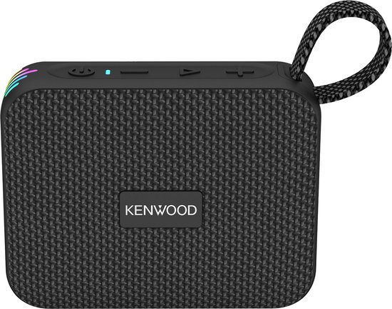 Bluetooth speaker Kenwood AS-60BT zwart, compact, waterdicht IPX7, 5W, 8,5 uur batterij, stereo TWS, LED-licht