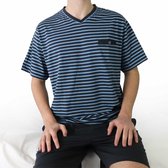 Paul Hopkins Heren Shortama - met V-hals - Gestreept Blauw - Maat 3XL