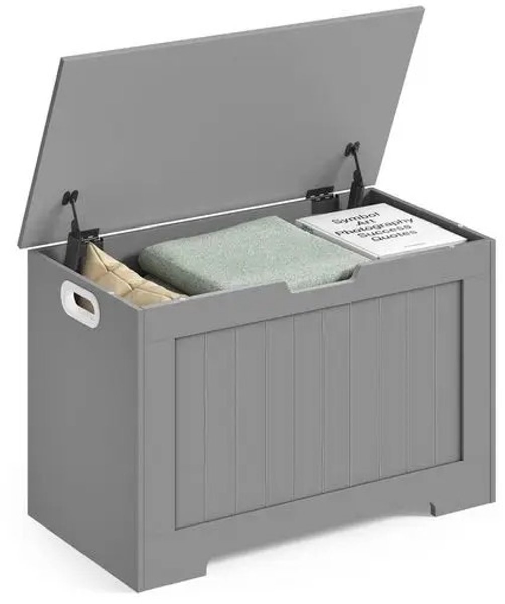 Opbergbank Dove Grey - Sofa 1-zits - Zitbank met Opbergruimte - 40x76x48 cm - Veiligheidsklep & Zijhandgrepen - Max. 136kg Draagvermogen - Multifunctioneel - Modern Design - Eenvoudig te Monteren