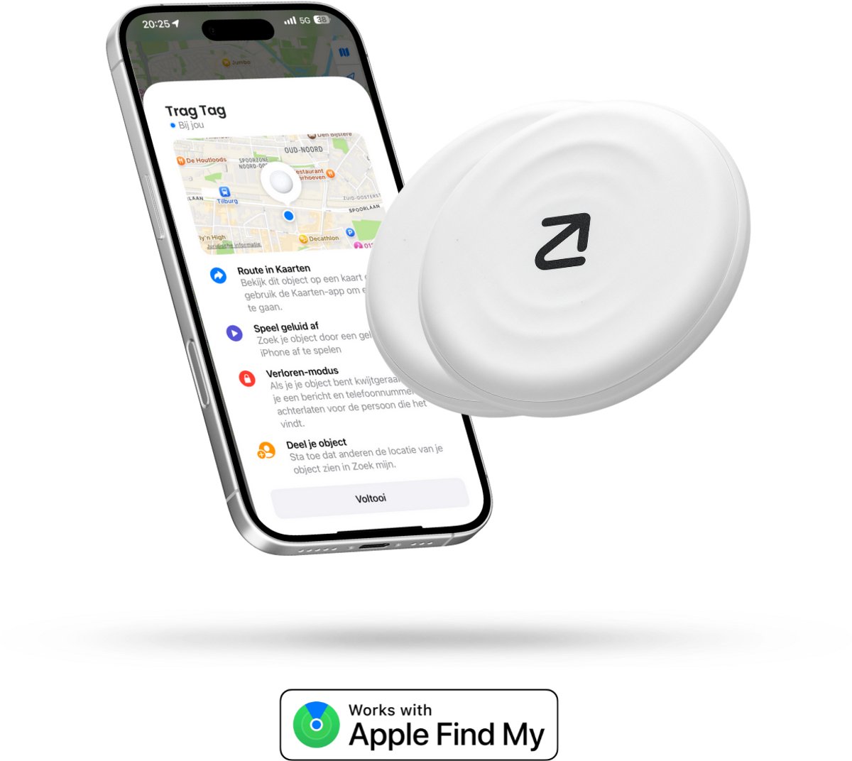 Bol.com 2x Trag Tag - Werkt Met Apple Zoek Mijn - Koffer Tracker - Bluetooth Smart Tracker Tag voor Bagage/tassen - Sleutelvinde... aanbieding