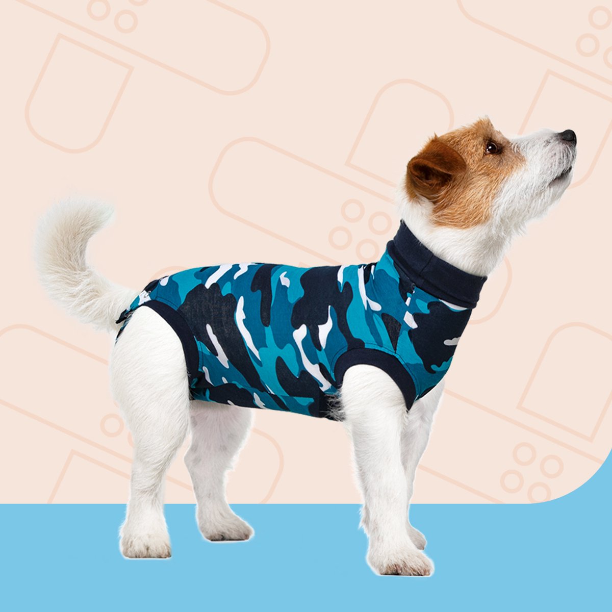 Suitical Herstel Shirt Hond Blauw Camouflage XS