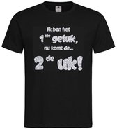 Shirt Aankondiging zwangerschap Ik ben het 1ste geluk, nu komt de ... 2de uk! | korte mouw | zwart/zilver GLITTER | maat 98/104 zwangerschap aankondiging bekendmaking Baby big sis bro sister brother Grote Zus Broer