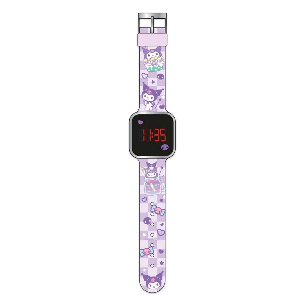 Sanrio Kuromi LED Kinderhorloge (Hello Kitty)- Digitaal Horloge met LED Display - Siliconen Band - Voor Kinderen