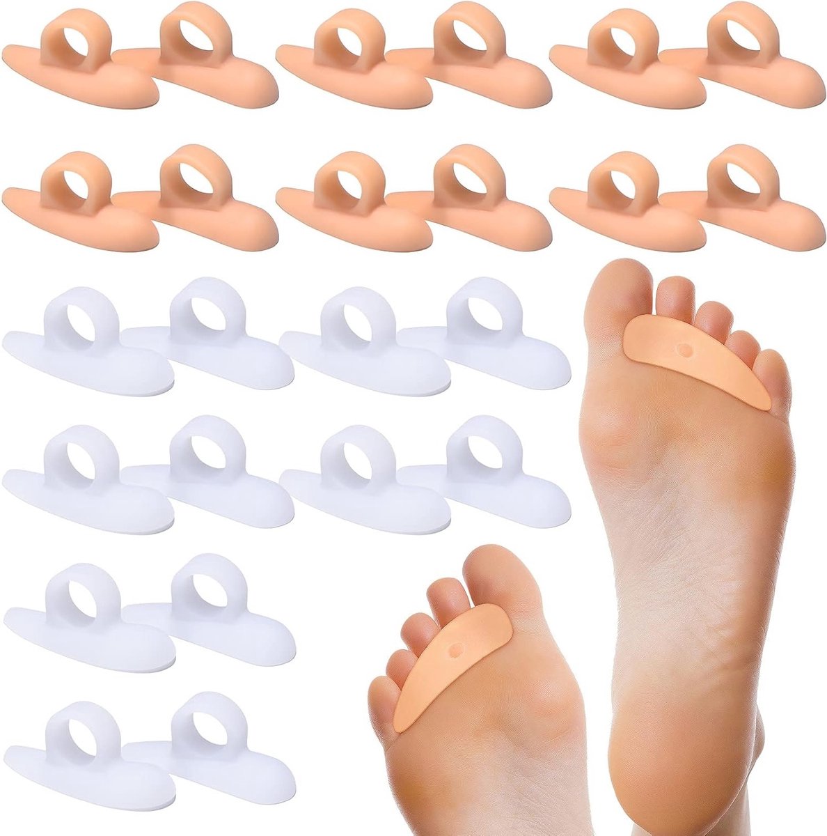 12 paar - hamerteenkussentjes - enkel gat teenpad - teenspreider - teencorrectie