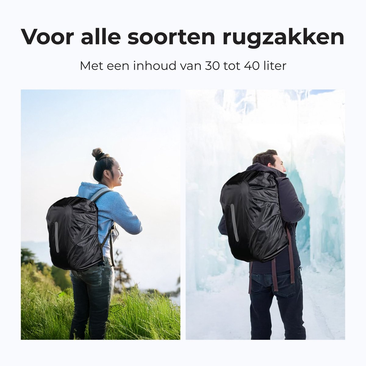 Regenhoes rugzak - 100% waterdicht - Rugtas - Flightbag voor backpack - Schooltas - 30 tot 40 liter - Rugzakhoes – foto 6