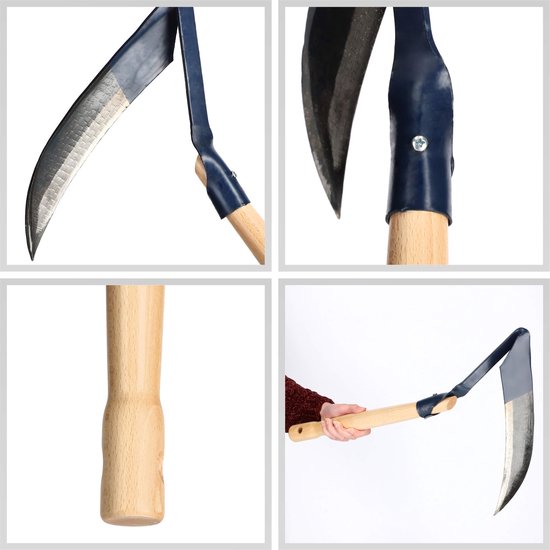 KADAX Sense met houten handvat van 31 cm, kleine bossens van metaal, handige wildgroeitent, zeis voor het maaien van gras, granen, onkruid, handzeis, bosmaaier, bosmaaier van Merkloos	 — afbeelding 3