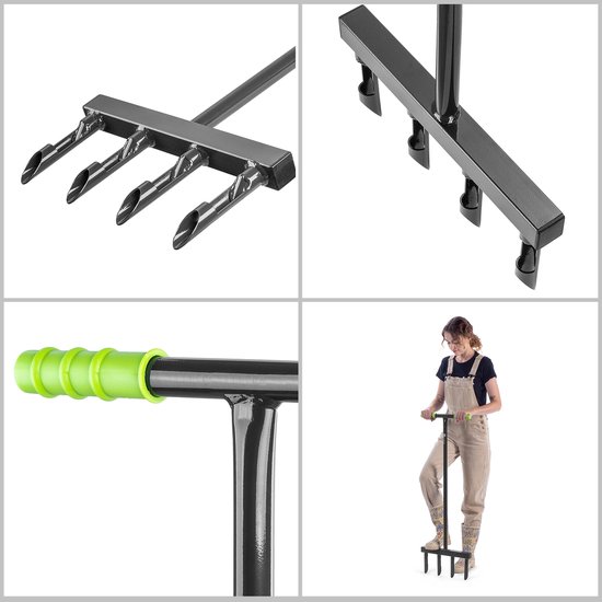 KADAX Hand Aerificeerder voor gazons, gazonventilator voor het ventileren van gazons en vloeren, tuingereedschap, gazonbeluchter met 4 tanden en T-greep, tuingereedschap van Merkloos	 — afbeelding 3