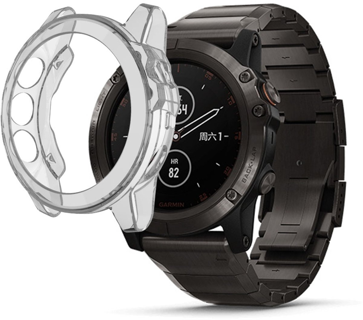 Stravo Soft Case Sport Hoesje voor Garmin Fenix 5 / Fenix 5 Plus – TPU Materiaal Bescherming – TPU Case Protectie en Beschermhoes voor Garmin Smartwatches (Transparent)