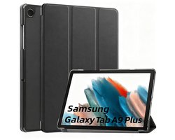 Tablet hoes geschikt voor Samsung Galaxy Tab A9 Plus - 11 inch - tri-fold bookcase - met auto/wake functie - zwart