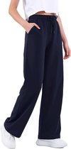 COMEOR - Joggingbroek voor dames - lange katoenen trainingsbroek - losse sweatpants met elastische tailleband en rechte pijpen - Blauw - XL