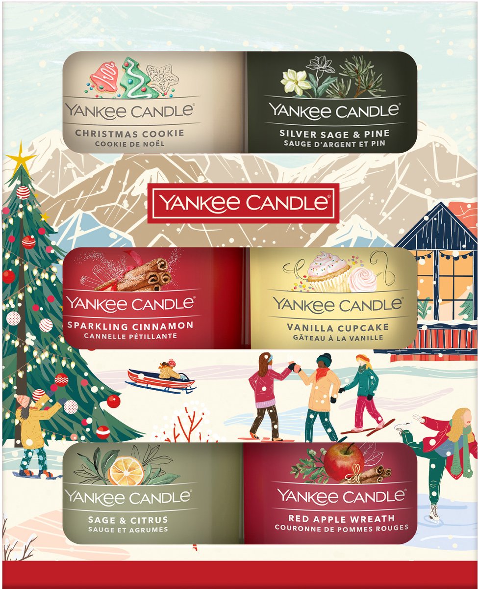 Yankee Candle Apres Ski 6 Filled Votive Gift Set - 65 branduren - Geurkaars Cadeauset Meerkleurig