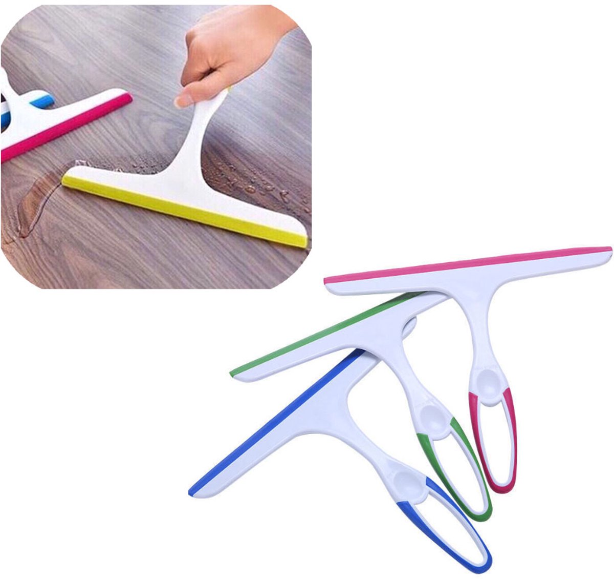 Raamwisser - Ruitenwisser - ramenwasser - 3 stuks - 24.5*22cm raamtrekker - ramenwisser - ruitenreiniger - ruitenwissers - raamwasser - ruitenwasser - glasschraper - glaskrabber - ramentrekker - Doucheschraper - raamtrekker douche - unger raamtrekker