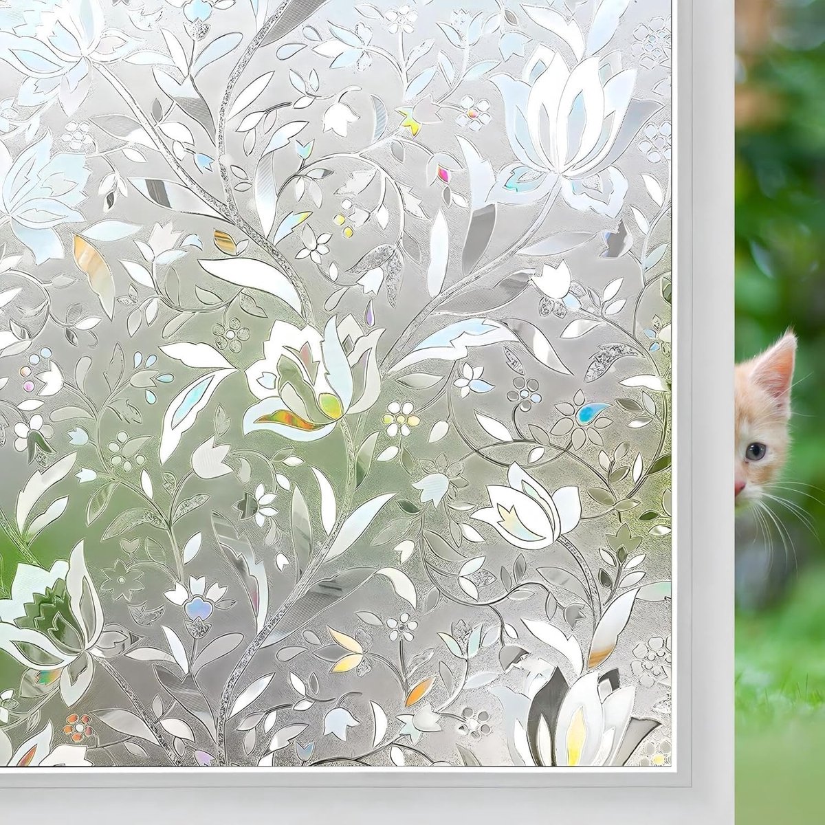 Raamfolie - 17,7" x 157" - Decoratieve Privacyfolie - Vinyl Glas-in-lood met Warmtewerend