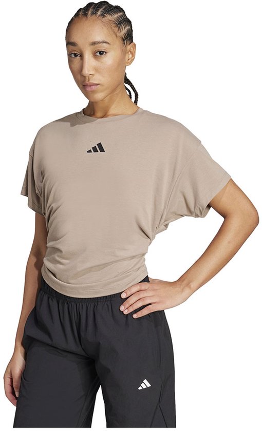 T-shirt Adidas Power à manches courtes, beige, taille L, femme