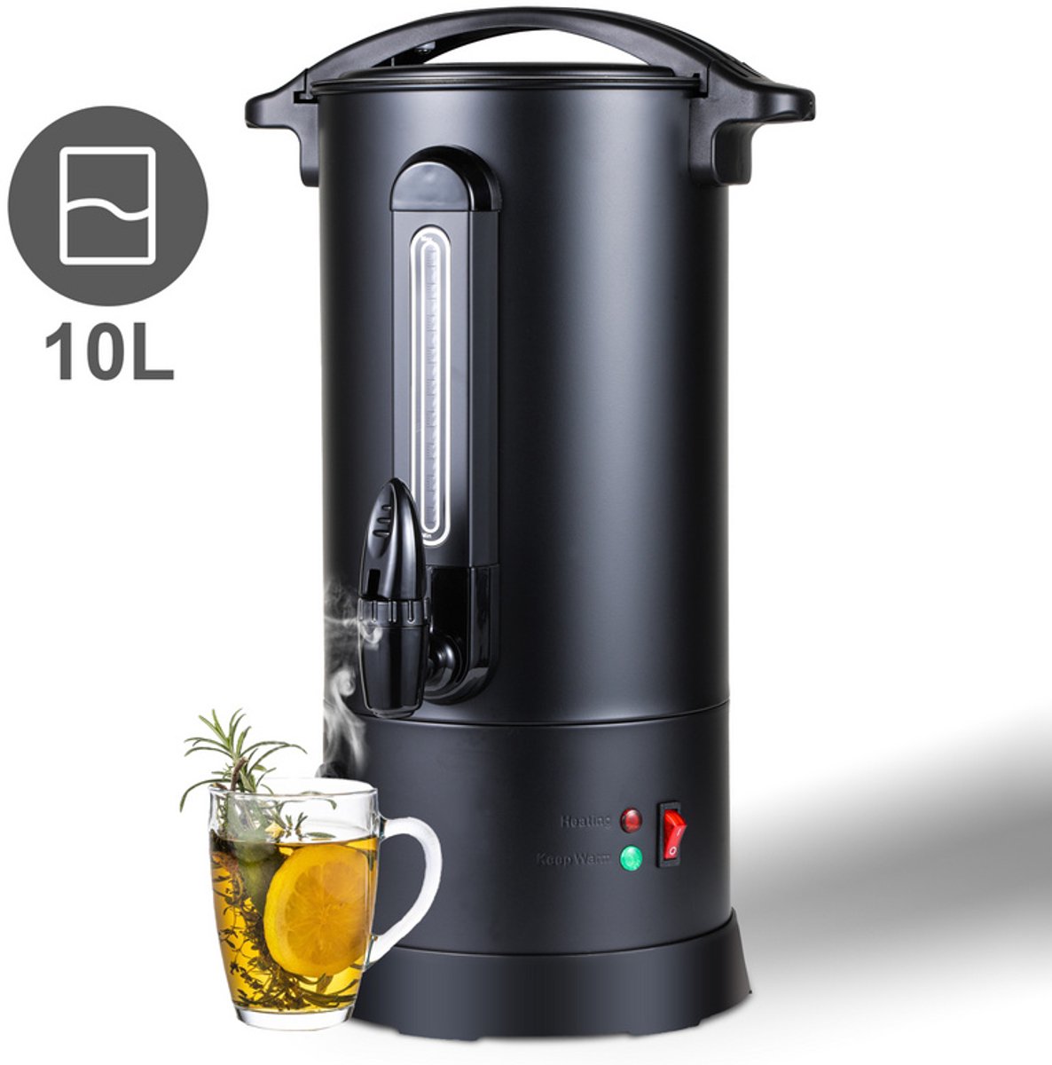 Glühweinketel -Inmaakketel - 10L Temperatuurinstelling 30-110°C Tapkraan - RVS - Zwart - 1800W