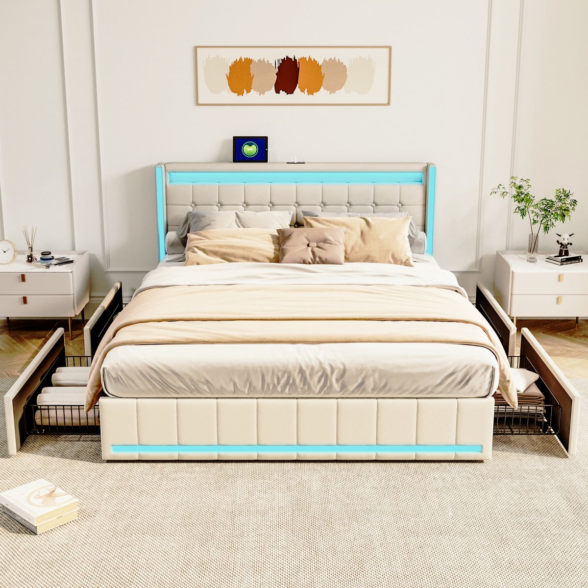 Mutuolux Drijvend bed, 140 × 190 cm, metalen bedframe met