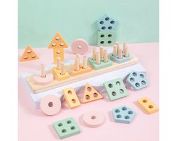 Montessori-speelgoed Voor Kinderen Vanaf 1 Jaar – Houten Vormensorteerder En Stapelpuzzel – Speelgoed Voor Peuters Die Leren, Fijne Motoriek En Ontwikkeling Bevorderen, Voor Jongens En Meisjes