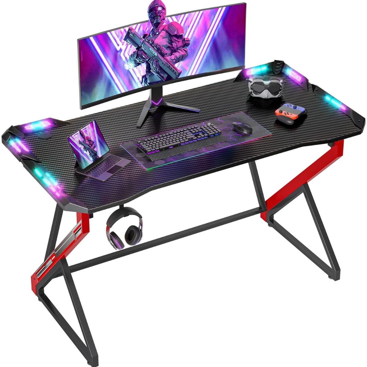 DailySupplies® Gaming Bureau met LED Verlichting - Computertafel - Computermeubel