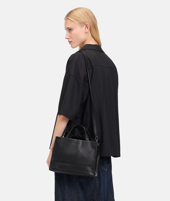 LIEBESKIND BERLIN Cuir Sac à main Sac à épaule bandoulière Lou 2 Satchel Bag Black Noir