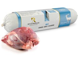 Ritzenberger Pup Wild met Groenten gestoomde worst. Doos 12 rollen, per rol 2 x 400 gram. Totaal 9.6 kilo