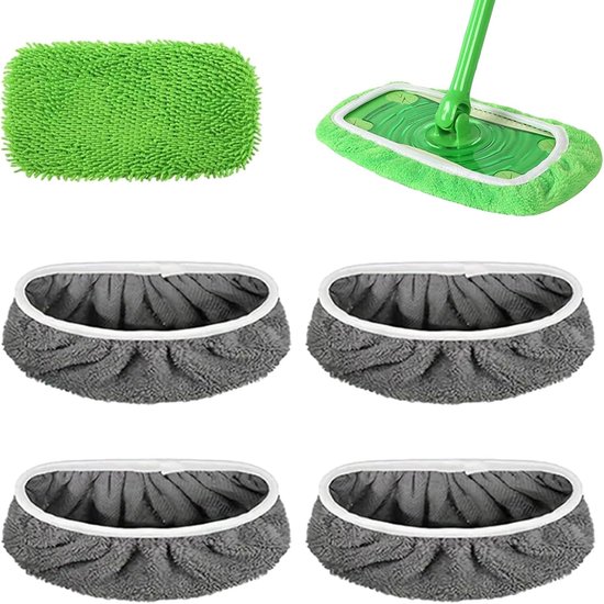 Foto: Mop pads reusable microfiber mop pads for hard floors washable wet mopping cloths dry sweeping refills compatible with most mops grey 