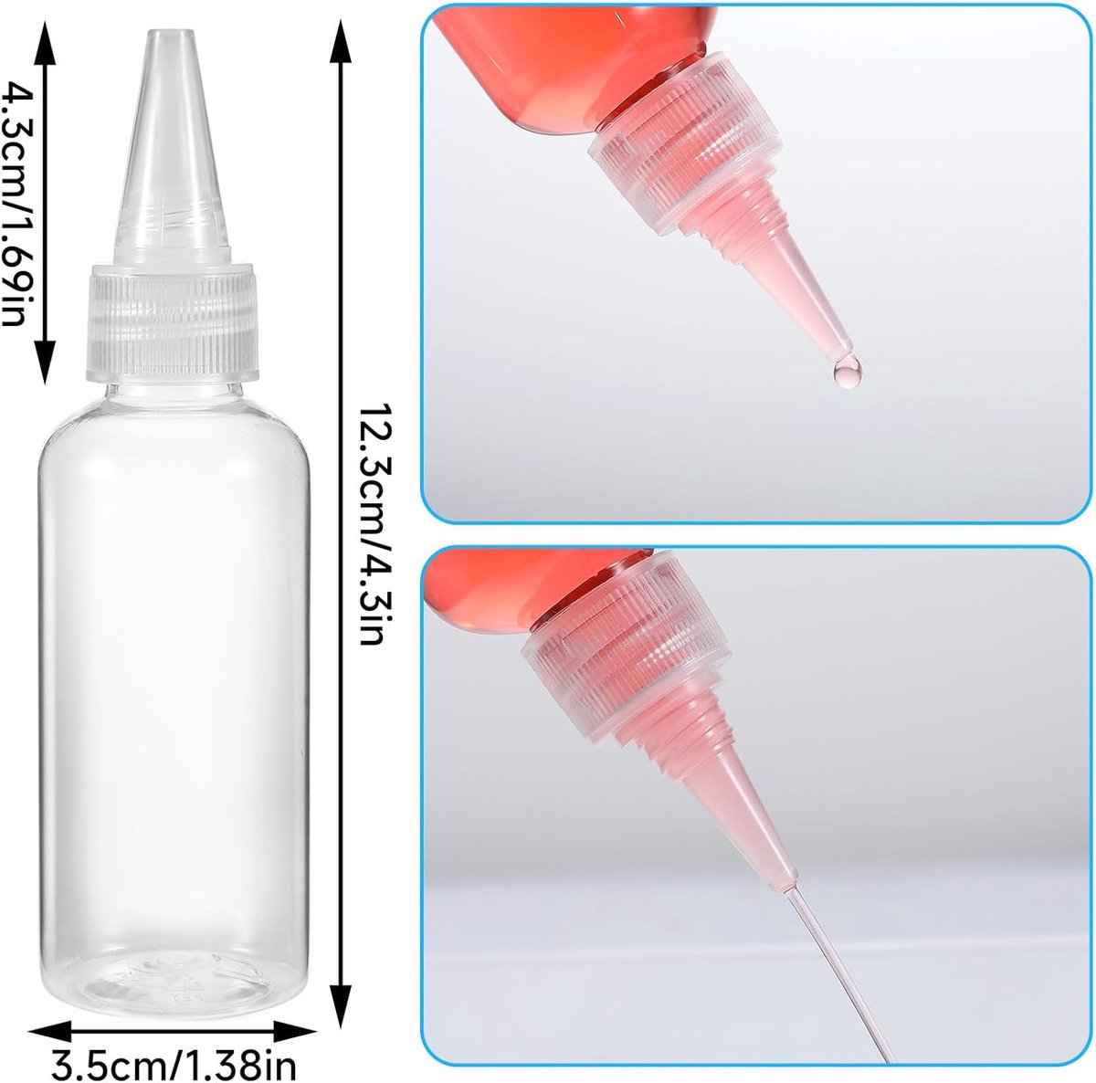 Squeeze Sausfles, 6 stuks, 500 ml, plastic knijpfles met dop, BPA-vrij, geen lekkageflessen voor schilderen, bakken, ketchup, scherpe saus, olijfolie, kruidenfles, knijpfles