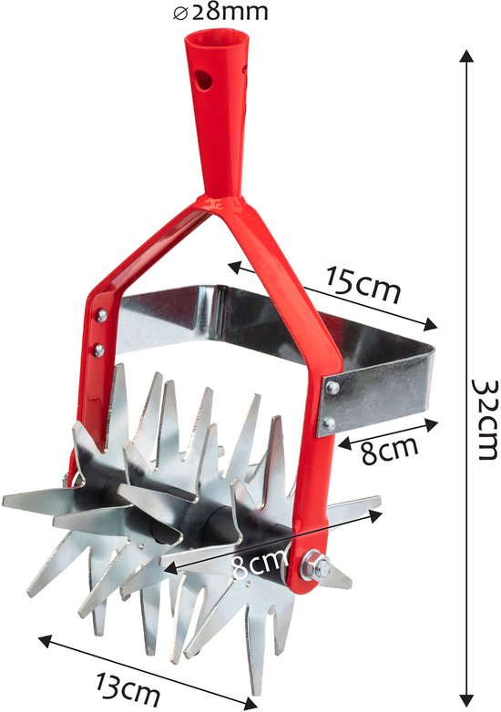 KADAX Sterfrees met wiedemes, tuinfrees, kruimelaar voor het losmaken van de BO-den, cultivator voor tuin, gazon, onkruid, rolhak, grondkruimelaar van staal, rolcultivator (zonder steel) van Merkloos	 — afbeelding 4