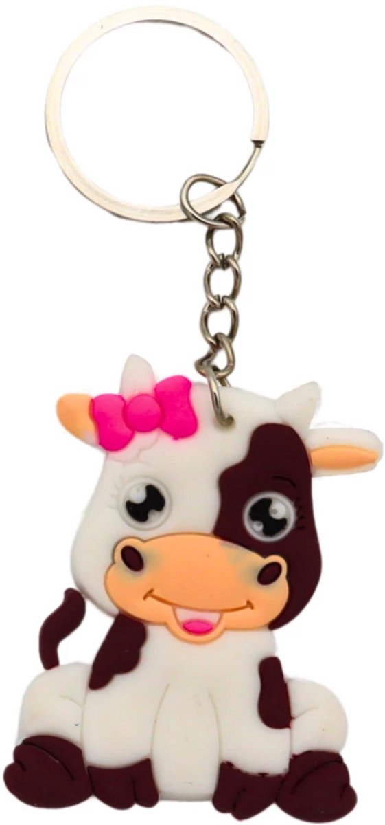 Sleutelhanger & Tashanger Koe - Bruin Wit - Schattig Kalf - Boerderij Dieren - voor Kinderen – Leuk Cadeau