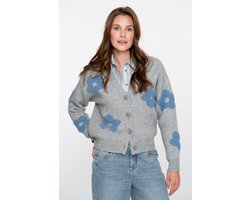 Geisha Vest Oversized Vest Met Bloemenmotief 54510 10 Grey Melange/blue Dames Maat - M