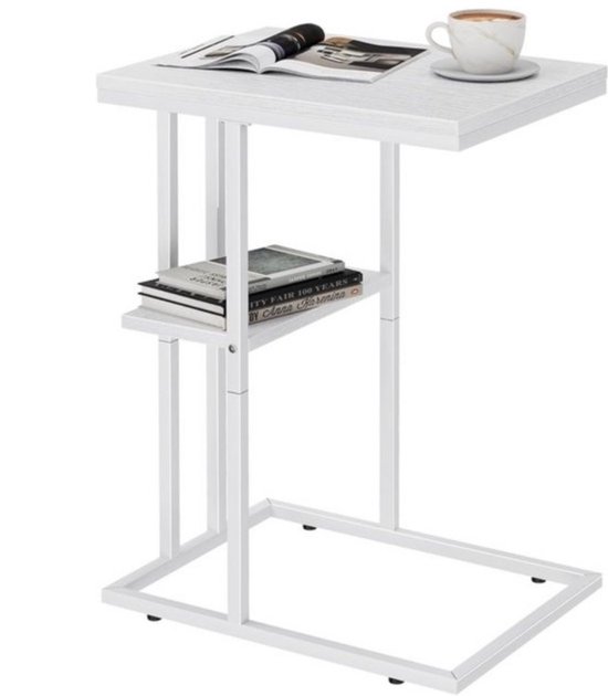 YMYNY C-vormige bijzettafel, gehard glas snack YMYNY C-vormige bijzettafel, gehard glas snack