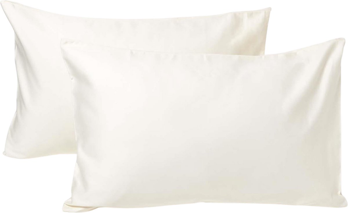 Homescapes Kinder Kussenslop 40x60 cm – Set van 2 – Crème – 100% Biologisch Egyptisch Katoen – GOTS & OEKO-TEX®