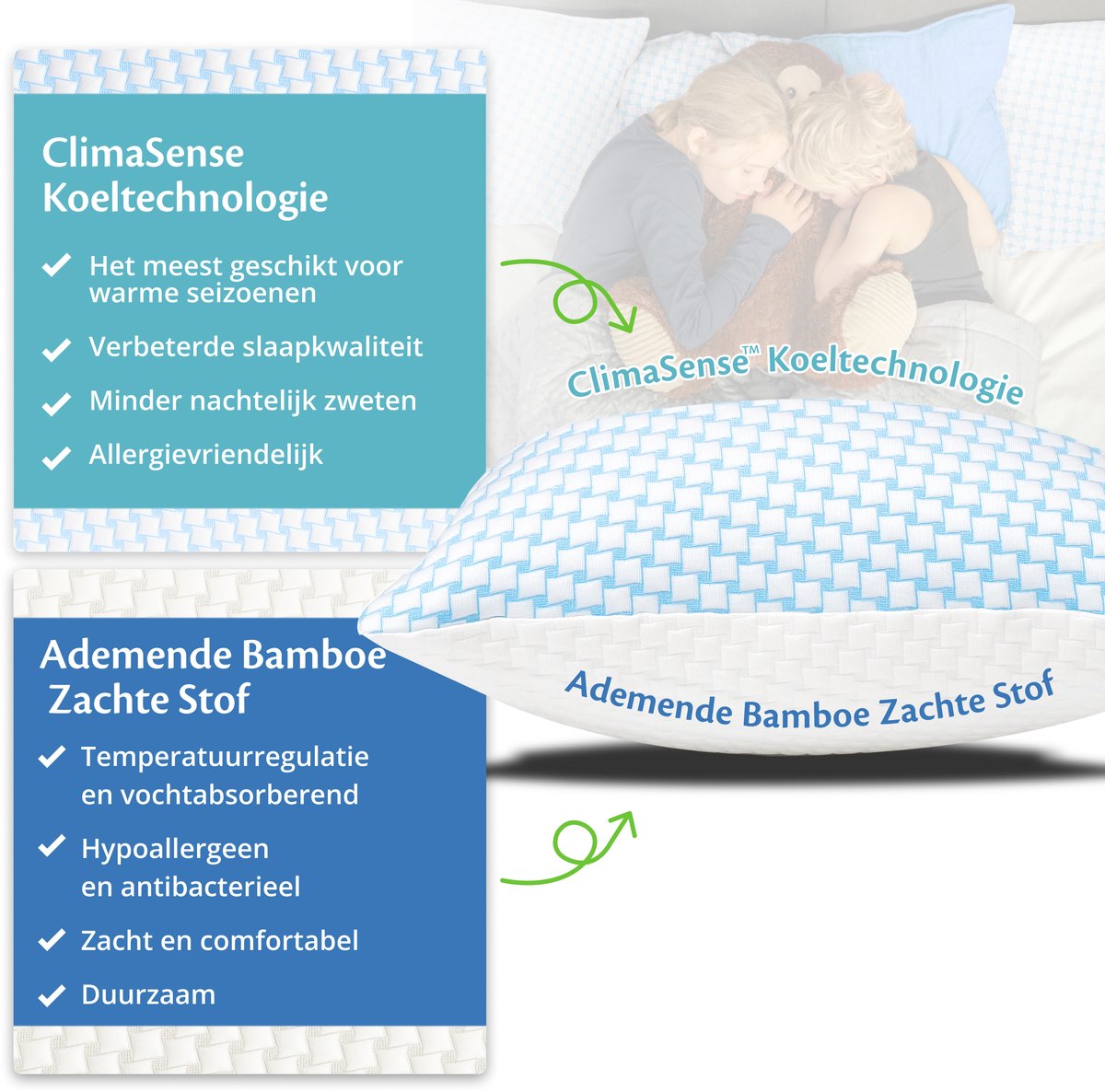 SIKAINI Kids Memory Foam Kussen Gezondheid Kind Kussen voor Slapen Platte Kussens voor Kinderen (3-8 Jaar