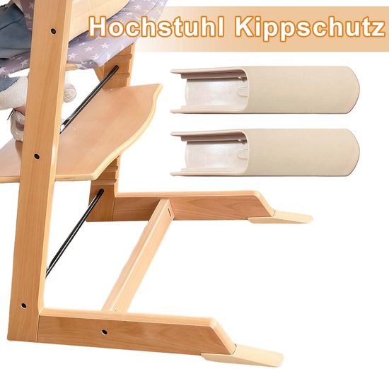 2 Stuks Kantelbeveiliging voor Kinderstoel -Verlengde Glijderset als Accessoire -Veiligheidsvoetkappen en Pootverlengstukken -Stoelpootbeschermers voor Babystoel (Houtkleur) van LALOONA — afbeelding 4