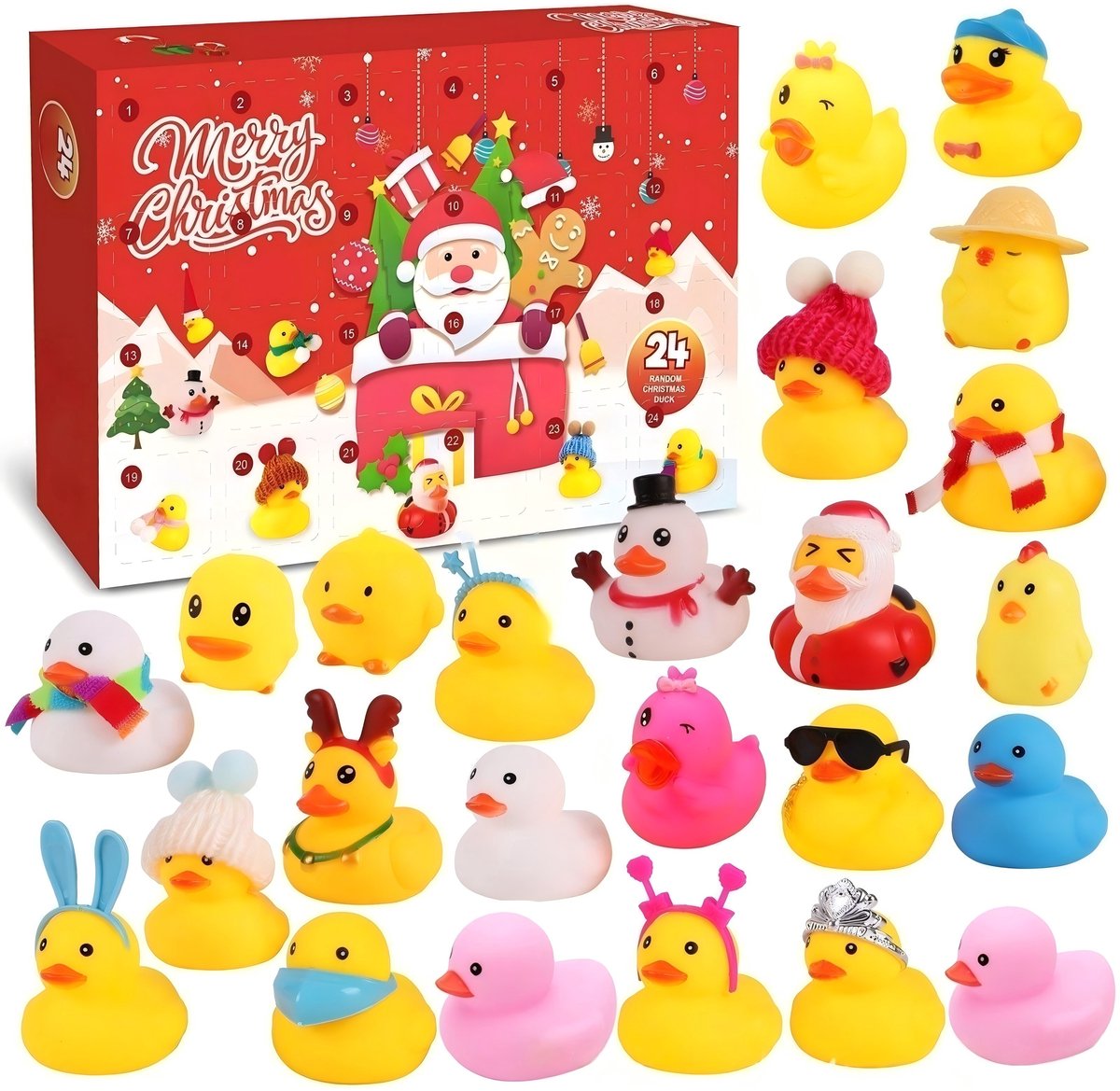 Adventskalender Badeendjes – 24 Rubberen Eendjes met Kerstthema – Grappige Aftelkalender voor Kinderen – Origineel Cadeau voor Feestdagen - StrongFlow