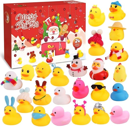 Adventskalender Badeendjes – 24 Rubberen Eendjes met Kerstthema – Grappige Aftelkalender voor Kinderen – Origineel Cadeau voor Feestdagen - StrongFlow
