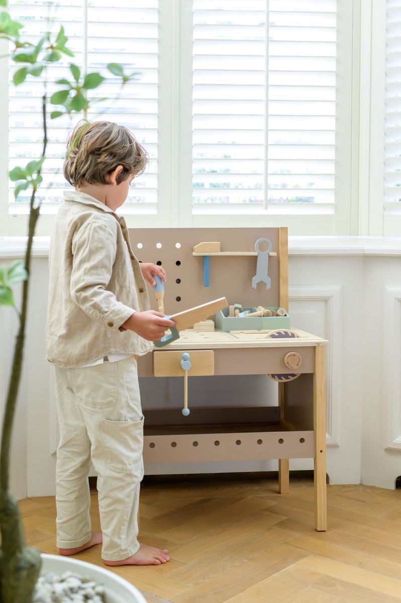 Babiem® Thomas - Werkbank Speelgoed - Incl. Gereedschap - Speelgoed - Gereedschap Speelgoed - Kindergereedschap - kinder werkbank - 55x34x80 cm - Hout — afbeelding 6