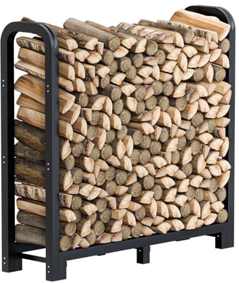 Buiten Brandhout Rack 4 ft - Heavy Duty Vierkant met Waterdichte Cover voor Open Haard en Vuurkorf