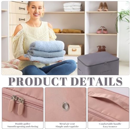 Ruimtebesparende Zelfcomprimerende Organizer voor Kleding en Dekbedden - Grijze Opbergtas (54 x 42 x 60 cm) — afbeelding 4