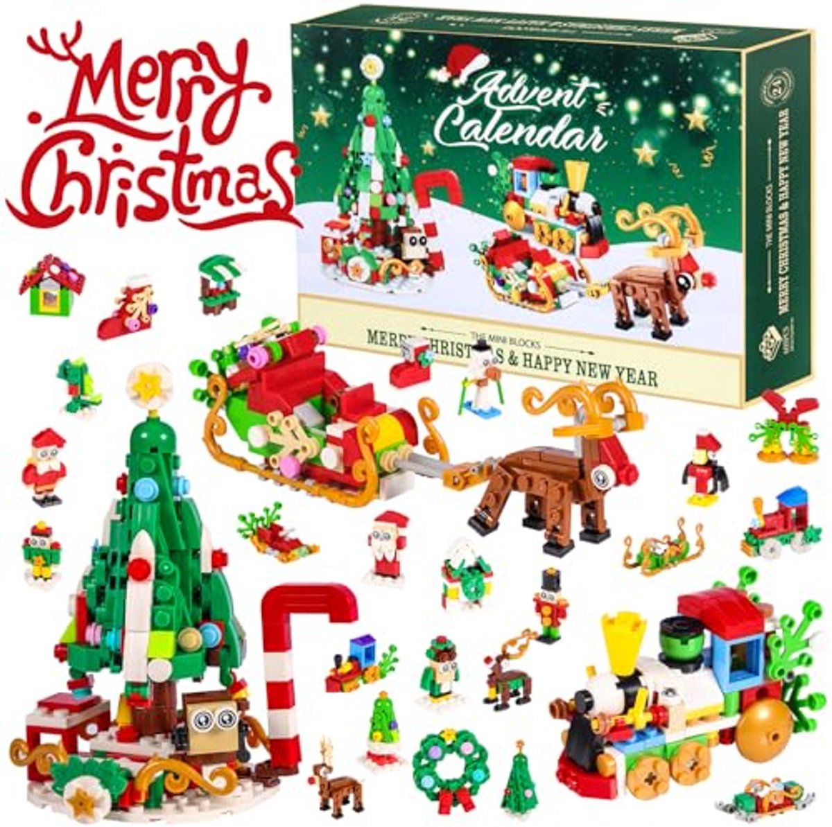 Adventskalender 2025, Aftelkalender voor Kerst met Bouwblokken voor Kinderen en Volwassenen