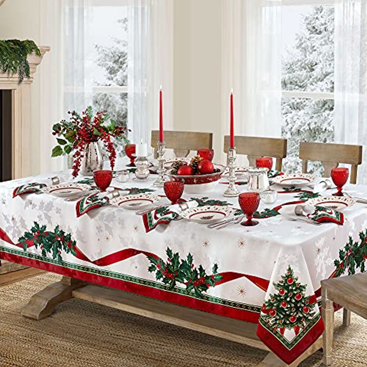Kerst Tafelkleed 152 x 213 cm - Elegante Vakantie Decoratie voor Tafel