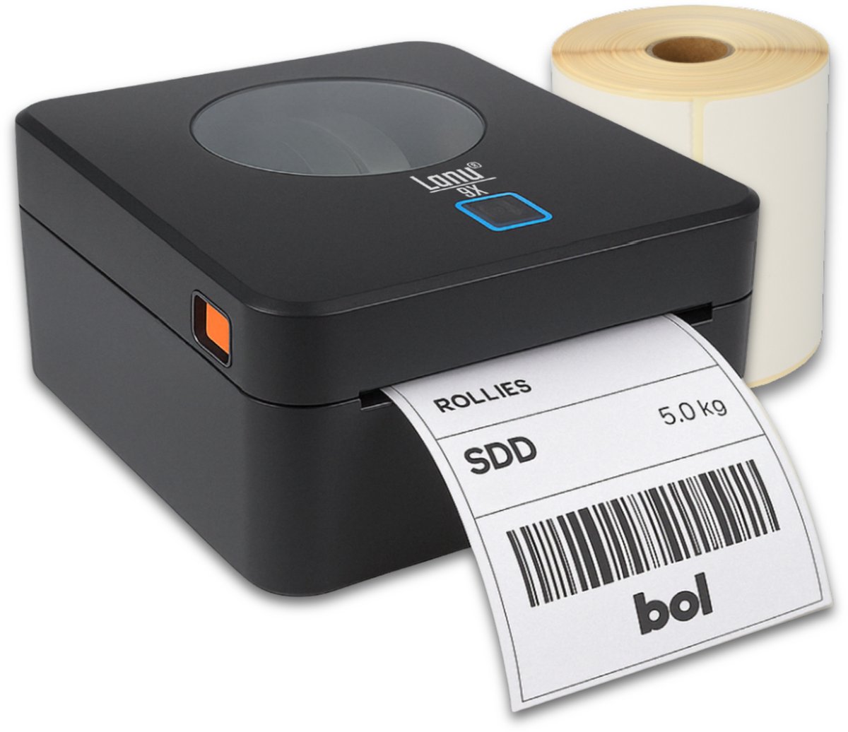 Labelprinter 9X - Bluetooth & USB - Labelmaker - Thermische Printer - Verzendlabel Printer PostNL & DHL – Incl. Labelrol — afbeelding 1